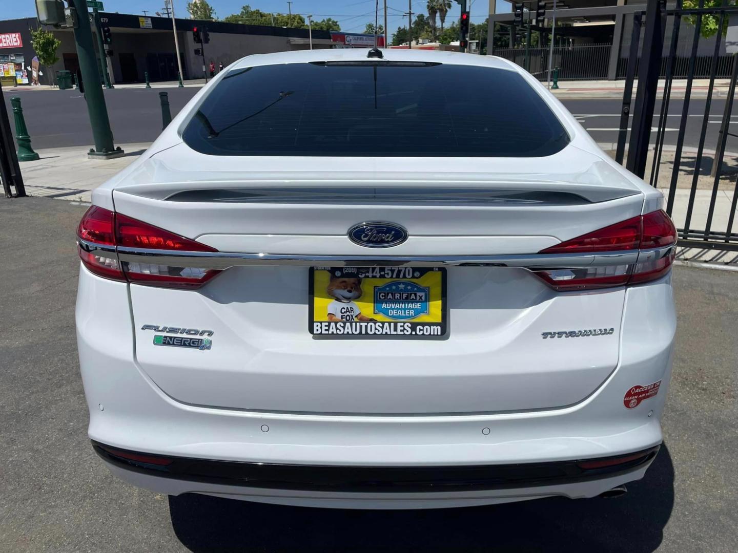 2018 WHITE /BLACK Ford Fusion Energi Titanium (3FA6P0SU6JR) with an 2.0L L4 DOHC 16V HYBRID engine, CVT transmission, located at 744 E Miner Ave, Stockton, CA, 95202, (209) 944-5770, 37.956863, -121.282082 - PLUS TAXES AND FEES - Photo#13